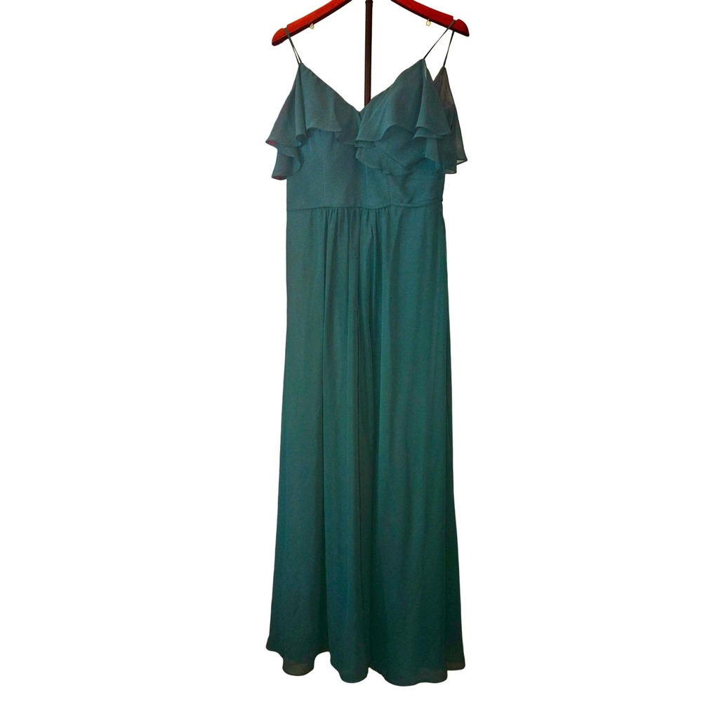 Mori Lee Madeline Gardner Gown Womens 12 Emerald‎ Green Ruffle Chiffon Formal